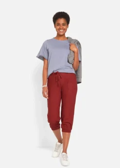 Damen bonprix Bekleidung·Kleider|Hosen|3/4 Hose aus Baumwoll-Leinen-Mix