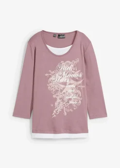 Damen bonprix Shirts & Tops|2 in 1 Baumwoll-Shirt, 3/4-Arm