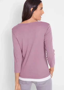 Damen bonprix Shirts & Tops|2 in 1 Baumwoll-Shirt, 3/4-Arm