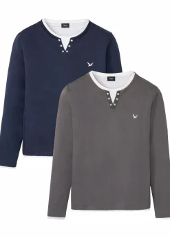 Sale 2 in 1 Shirt (2er Pack), Langarm Herren Große Größen|Basics