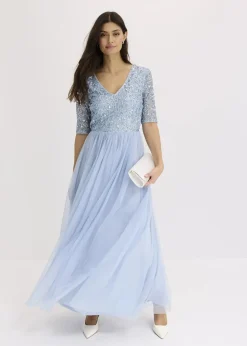 Sale Abendkleid aus zartem Tüll mit Paillettenstickerei Damen Kleider|Festliche Mode