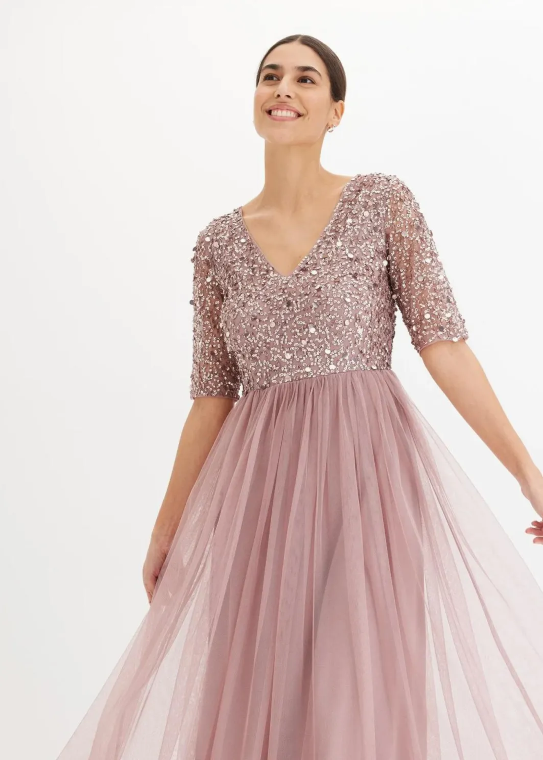 Clearance Abendkleid aus zartem Tüll mit Paillettenstickerei Damen Kleider|Festliche Mode