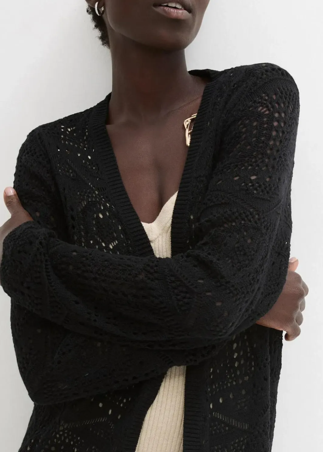 Damen bonprix Pullover & Strickjacken|Bekleidung·Jeans|Ajour Longstrickjacke