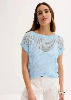 Damen bonprix Bekleidung·Umstandsmode|Bekleidung·Jeans|Ajour Pullover aus glänzendem Bändchengarn