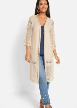 Damen bonprix Bekleidung·Umstandsmode|Bekleidung·Jeans|Ajour-Longstrickjacke