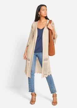 Damen bonprix Bekleidung·Umstandsmode|Bekleidung·Jeans|Ajour-Longstrickjacke