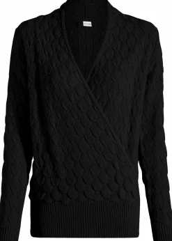 Damen bonprix Bekleidung·Umstandsmode|Strickmode|Ajour-Pullover in Wickeloptik