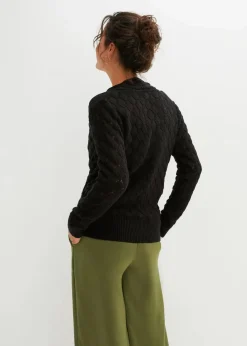 Damen bonprix Bekleidung·Umstandsmode|Strickmode|Ajour-Pullover in Wickeloptik