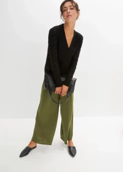 Damen bonprix Bekleidung·Umstandsmode|Strickmode|Ajour-Pullover in Wickeloptik