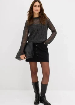 Damen bonprix Bekleidung·Umstandsmode|Bekleidung·Jeans|Ajour-Pullover mit Glitzergarn