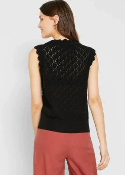 Damen bonprix Bekleidung·Umstandsmode|Bekleidung·Jeans|Ajour-Pullunder aus Baumwoll-Mix