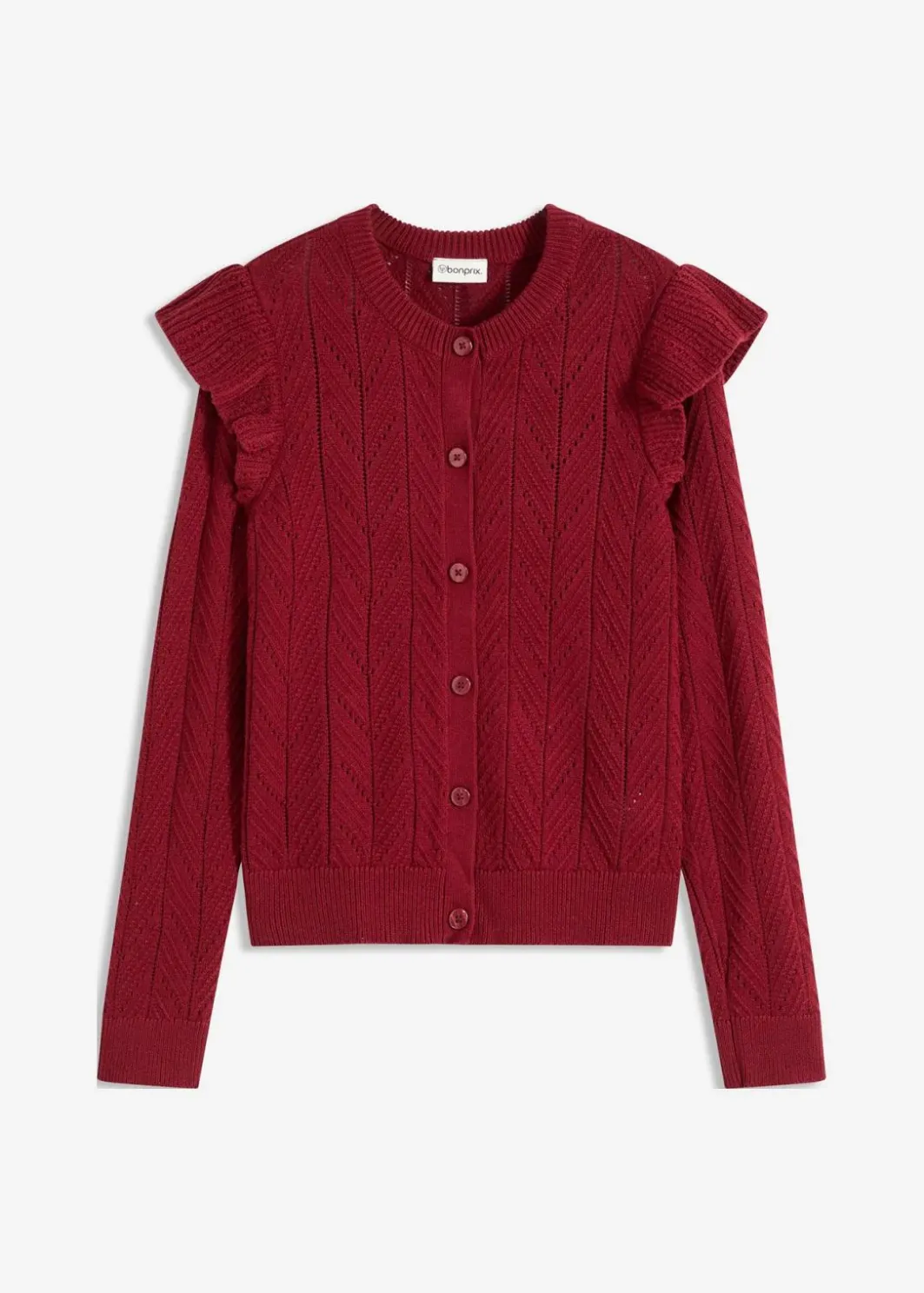 Damen bonprix Pullover & Strickjacken|Strickmode|Ajour-Strickjacke aus Baumwolle