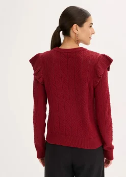 Damen bonprix Pullover & Strickjacken|Strickmode|Ajour-Strickjacke aus Baumwolle