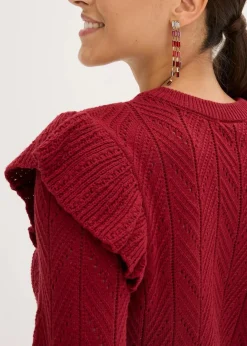 Damen bonprix Pullover & Strickjacken|Strickmode|Ajour-Strickjacke aus Baumwolle