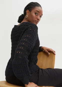 Hot Ajour-Strickjacke aus reiner Baumwolle Damen Pullover & Strickjacken|Strickmode