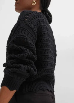 Hot Ajour-Strickjacke aus reiner Baumwolle Damen Pullover & Strickjacken|Strickmode