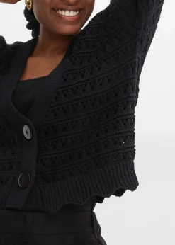 Hot Ajour-Strickjacke aus reiner Baumwolle Damen Pullover & Strickjacken|Strickmode