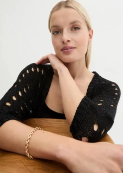 Damen bonprix Strickmode|Pullover & Strickjacken|Ajour-Strickjacke mit Glitzergarn