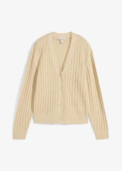 Ajour-Strickjacke mit Leinenanteil Damen Bekleidung·Umstandsmode|Premium