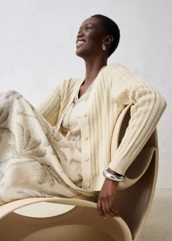 Ajour-Strickjacke mit Leinenanteil Damen Bekleidung·Umstandsmode|Premium