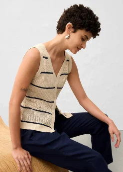 Damen bonprix Bekleidung·Umstandsmode|Premium|Ajour-Strickweste mit Leinenanteil