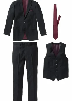 Herren bonprix Große Größen|Anzüge & Sakkos|Anzug mit Weste und Krawatte (4-tlg. Set), Regular Fit