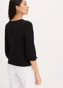 Clearance 3/4-Arm Shirt mit Spitze in Wickeloptik Damen Shirts & Tops