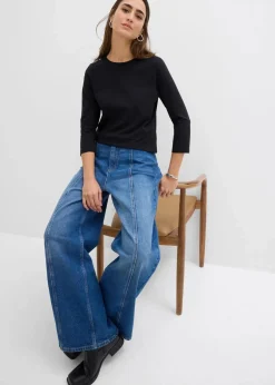 Damen bonprix Shirts & Tops|Basics|3/4-Armshirt mit reiner Bio-Baumwolle