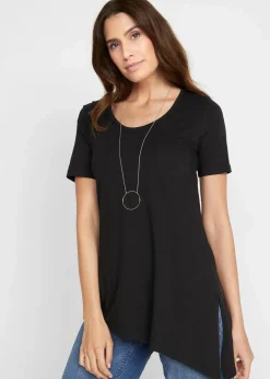 Asymetrisches Longshirt aus Baumwoll-Viskose-Mischung Damen Shirts & Tops