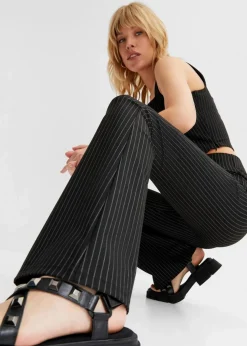 Damen bonprix Bekleidung·Kleider|Ausgestellte Schlupfhose mit Nadelstreifen