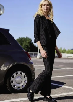 Damen bonprix Bekleidung·Kleider|Ausgestellte Schlupfhose mit Nadelstreifen
