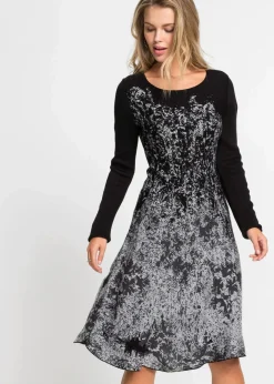 Damen bonprix Bekleidung·Umstandsmode|Bekleidung·Pullover & Strickjacken|Ausgestelltes Jacquard-Strickkleid