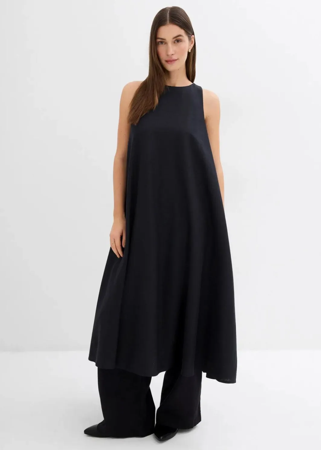 Clearance Ausgestelltes Midikleid aus Viskose-Mix Damen Kleider