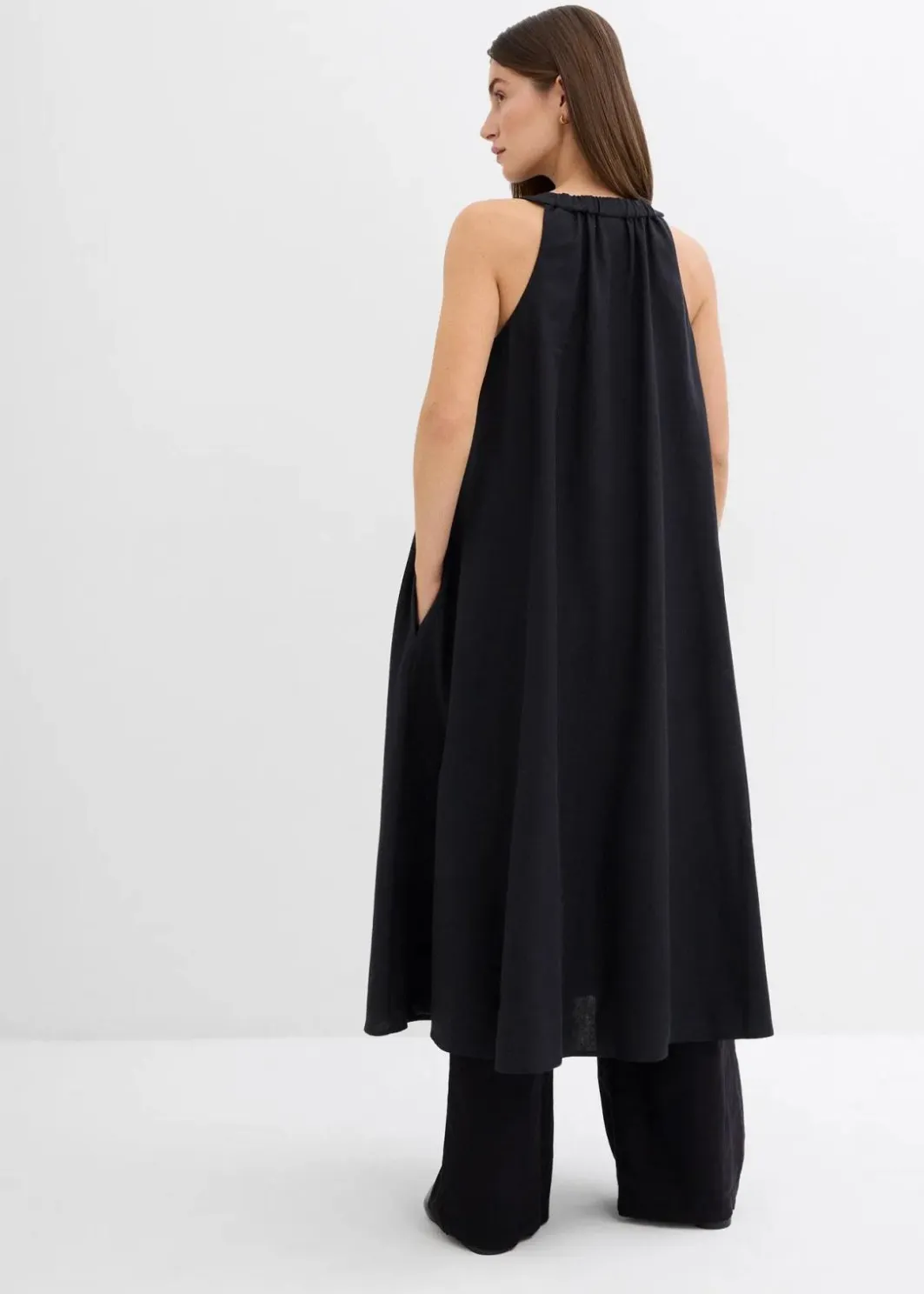 Clearance Ausgestelltes Midikleid aus Viskose-Mix Damen Kleider