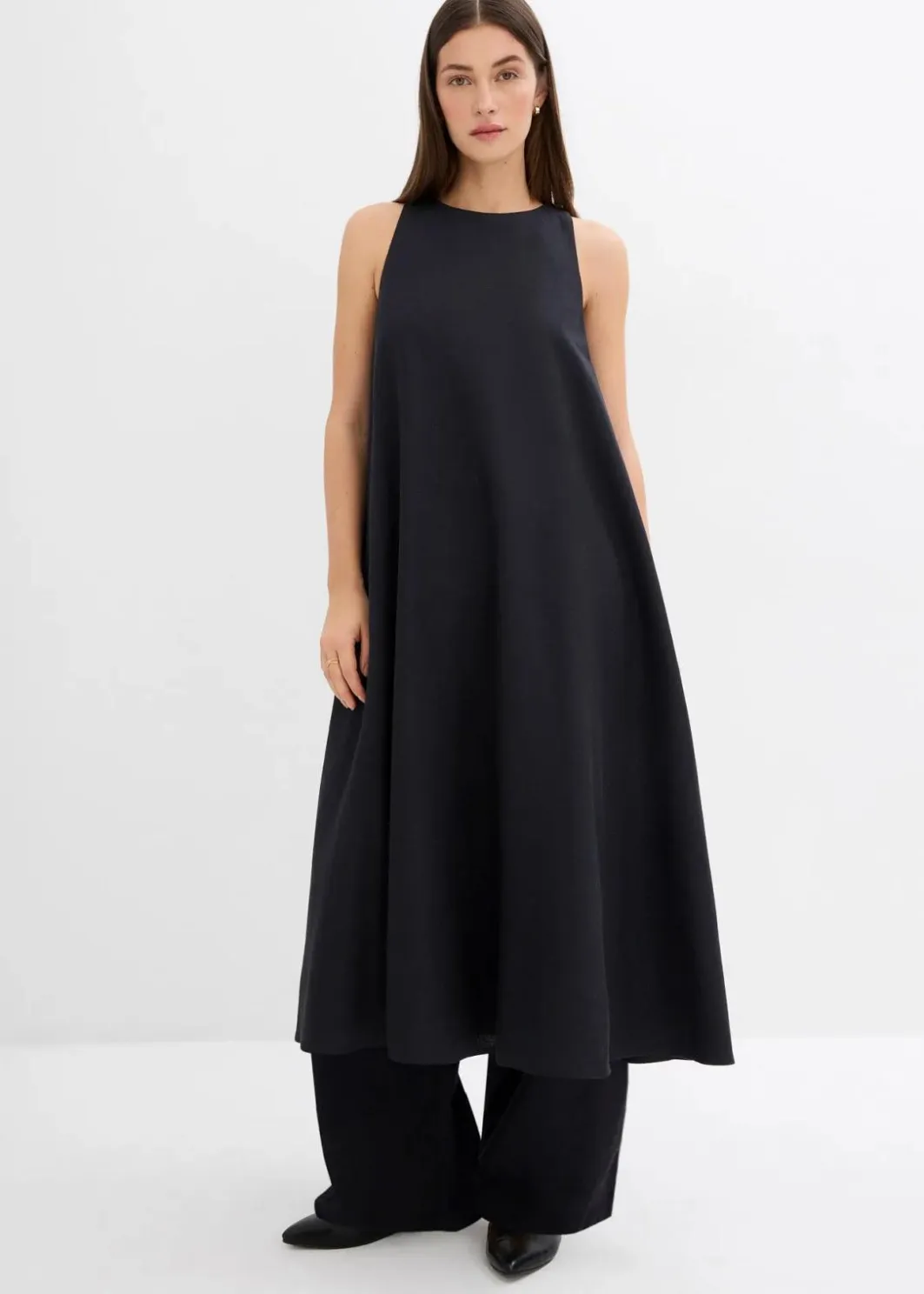 Clearance Ausgestelltes Midikleid aus Viskose-Mix Damen Kleider