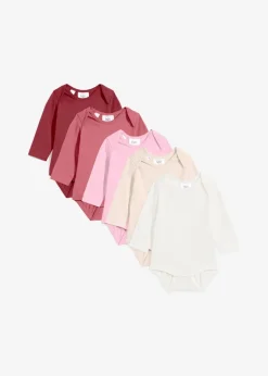 Kinder bonprix Mehrfachpacks|Bodys & Strampler|Baby Langarmbody aus reiner Bio-Baumwolle (5er Pack)