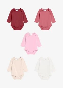 Kinder bonprix Mehrfachpacks|Bodys & Strampler|Baby Langarmbody aus reiner Bio-Baumwolle (5er Pack)