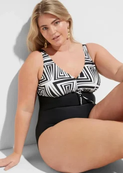 Damen bonprix Nachhaltigere Materialien|Badeanzüge|Badeanzug mit V-Ausschnitt