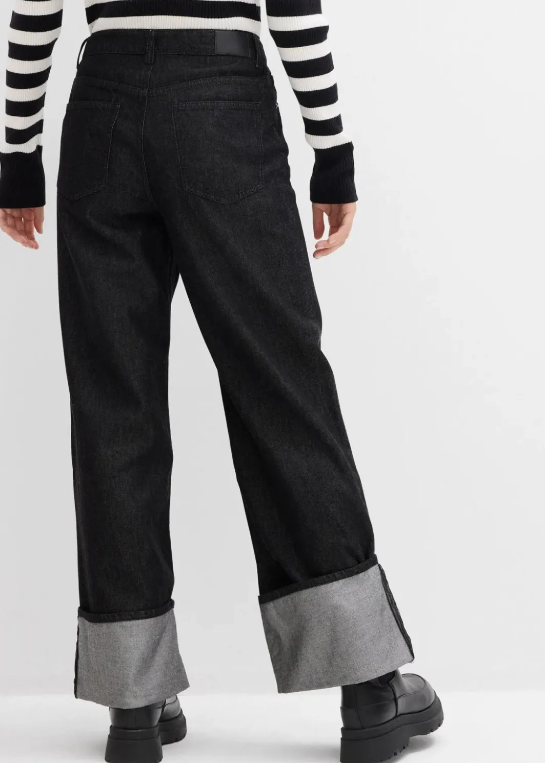 Damen bonprix Kurzgrößen|Bekleidung·Shirts & Tops|Baggy-Jeans Mid Waist