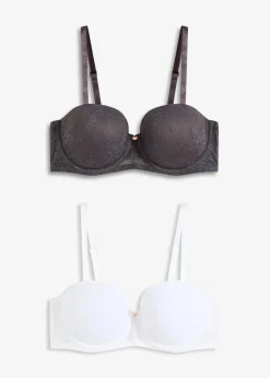 Damen bonprix Wäsche·Dessous|Wäsche·Große Cups D-H|Balconette-BH mit zarter Spitze (2er Pack)