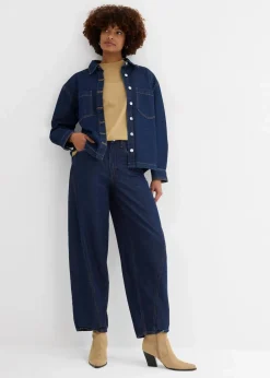Damen bonprix Bekleidung·Shirts & Tops|Kurzgrößen|Balloon-Jeans, Mid Waist