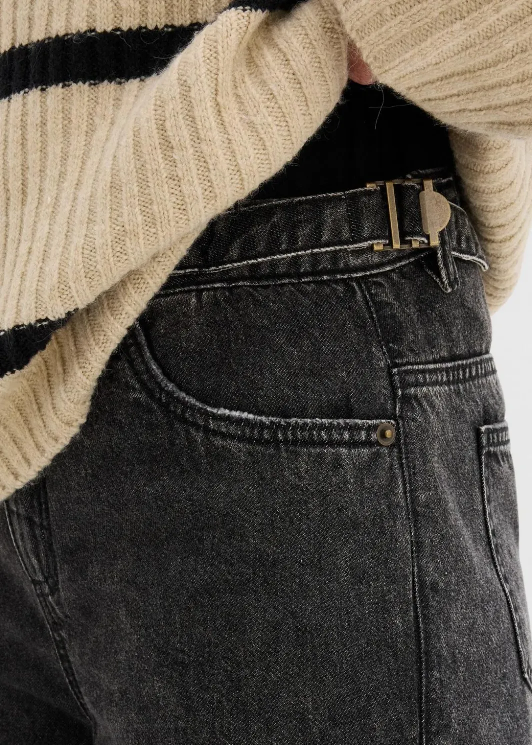 Damen bonprix Jeans|Kurzgrößen|Balloon-Jeans, Mid Waist
