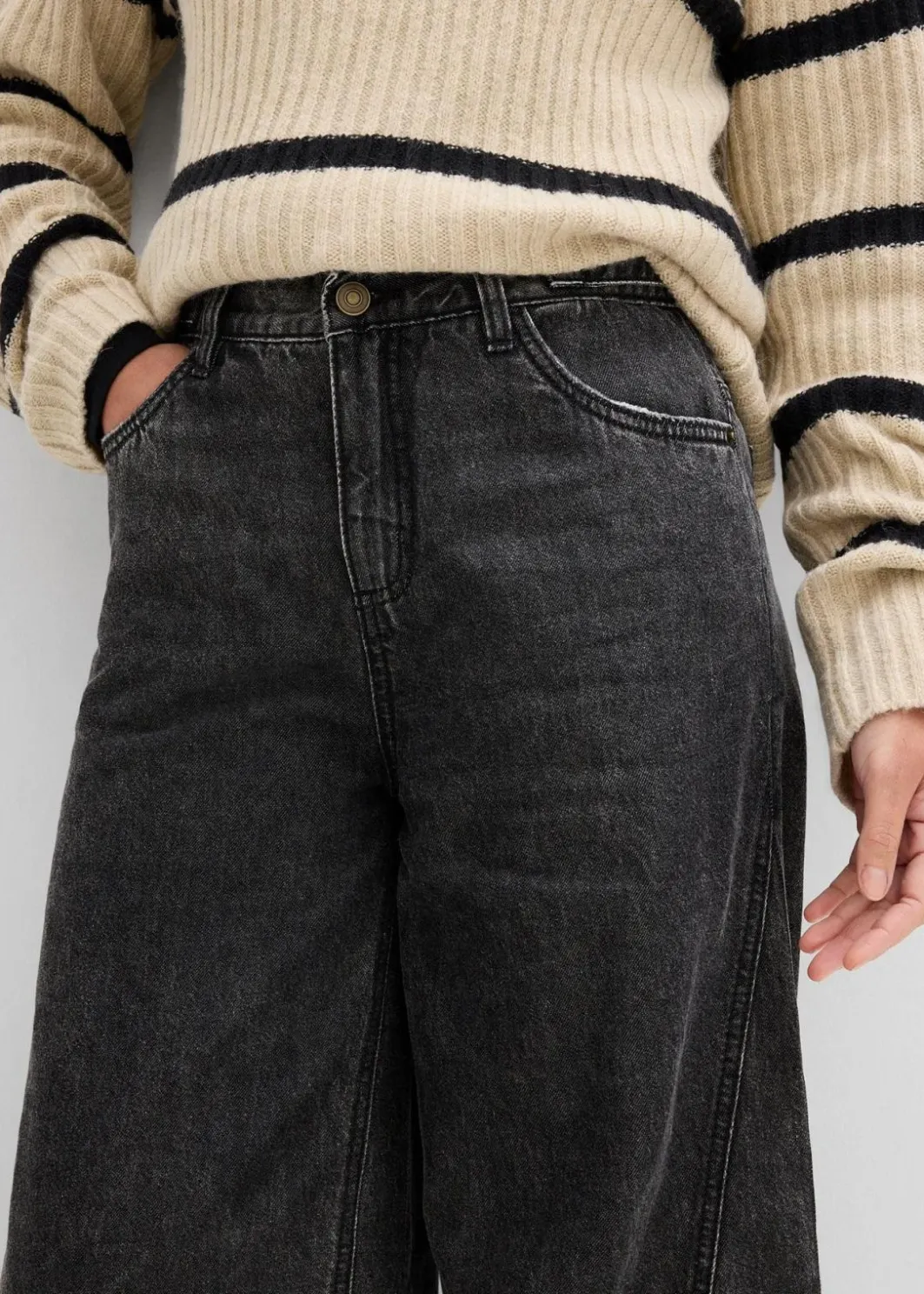 Damen bonprix Jeans|Kurzgrößen|Balloon-Jeans, Mid Waist