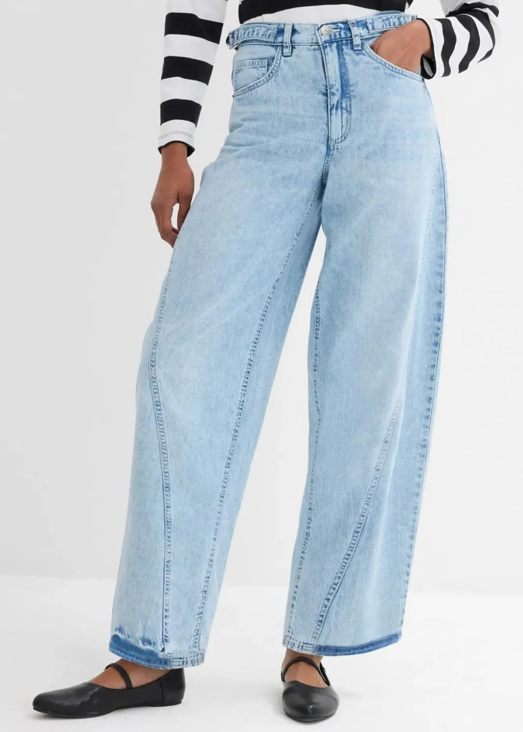 Damen bonprix Jeans|Kurzgrößen|Balloon-Jeans, Mid Waist