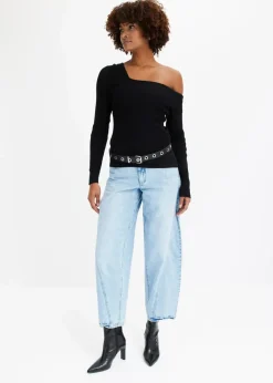 Damen bonprix Jeans|Kurzgrößen|Balloon-Jeans, Mid Waist