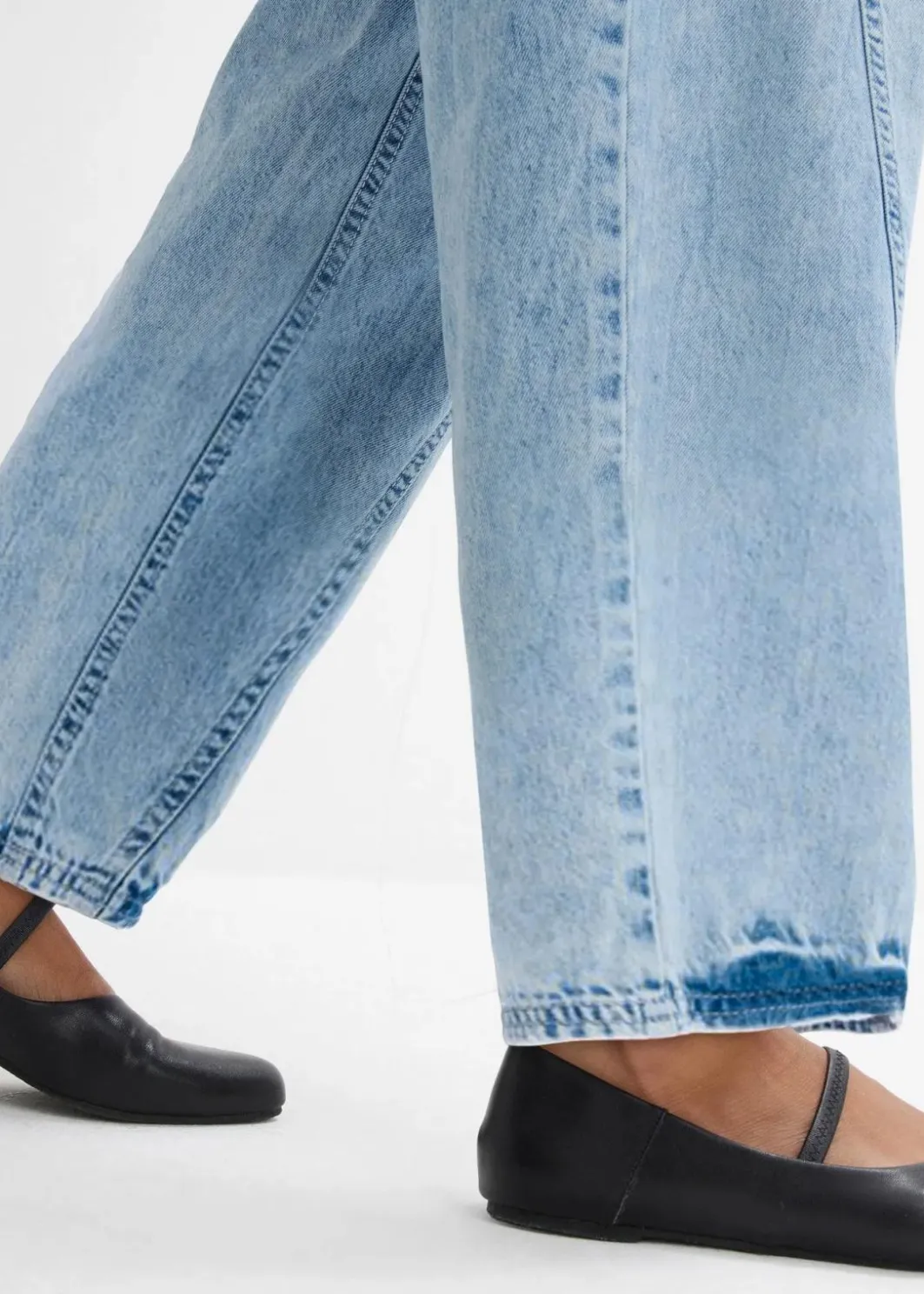 Damen bonprix Jeans|Kurzgrößen|Balloon-Jeans, Mid Waist