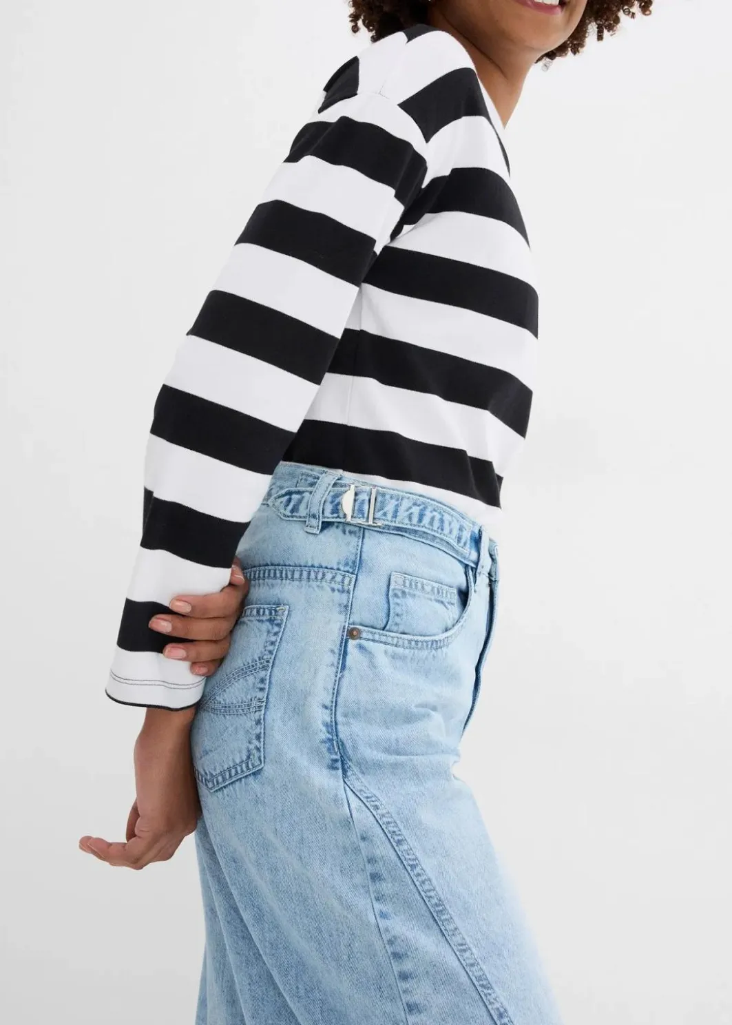 Damen bonprix Jeans|Kurzgrößen|Balloon-Jeans, Mid Waist