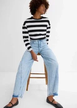 Damen bonprix Jeans|Kurzgrößen|Balloon-Jeans, Mid Waist