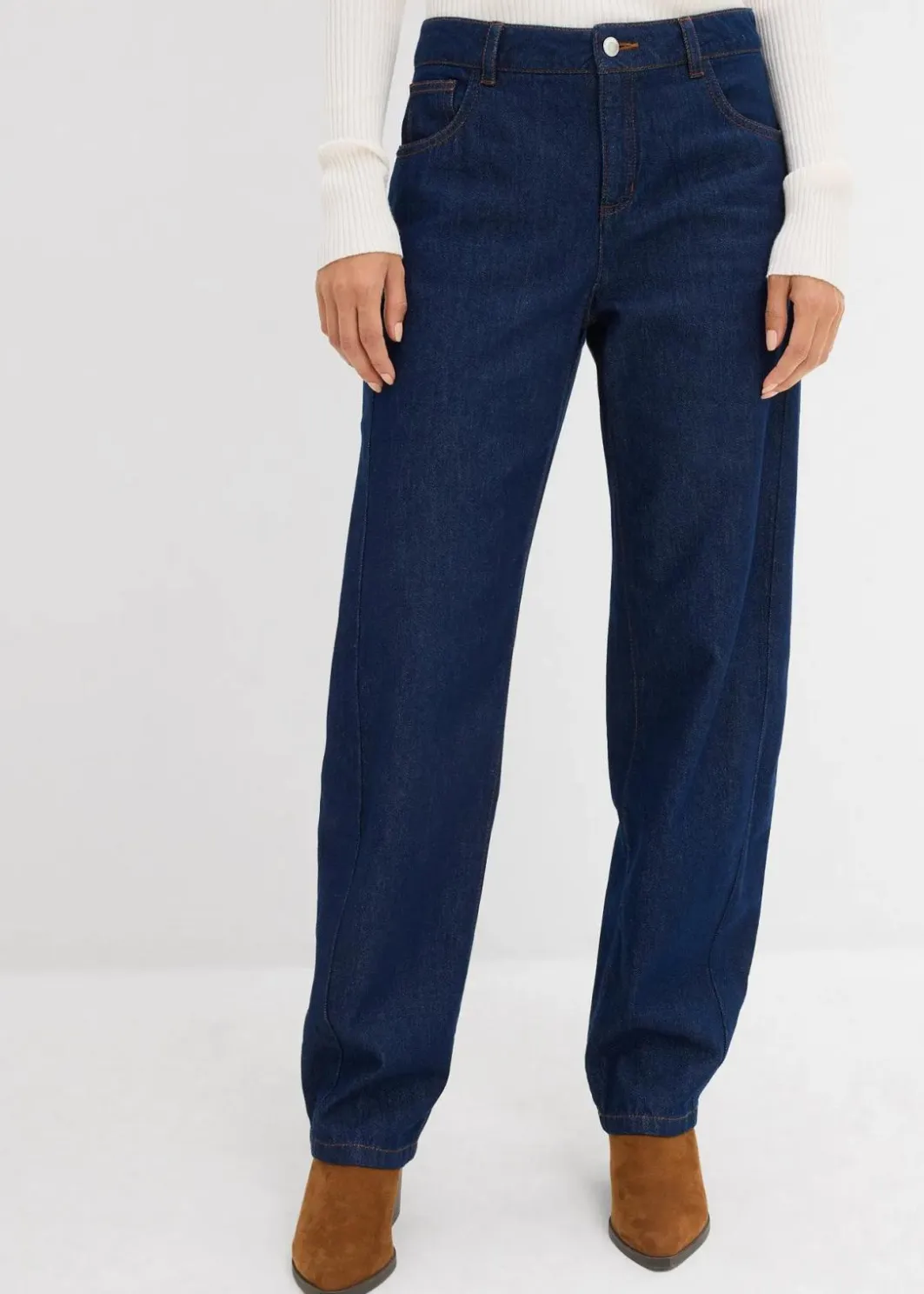 Damen bonprix Kurzgrößen|Bekleidung·Shirts & Tops|Balloon-Jeans Mid Waist