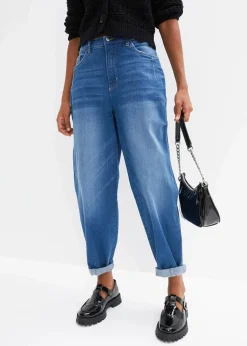 Damen bonprix Jeans|Bekleidung·Shirts & Tops|Barrel-Jeans, High Waist, Bio-Baumwolle